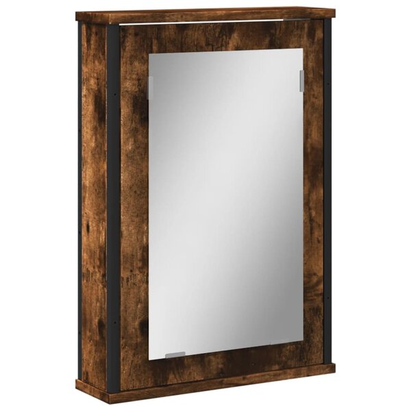 vidaXL Armoire à miroir de salle de bain chêne fumé bois d’ingénierie