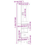 vidaXL Buffet haut Gris béton 34 5x34x180 cm Bois d'ingénierie
