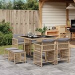vidaXL Ensemble à manger de jardin et coussins 9 Pièces mélange beige