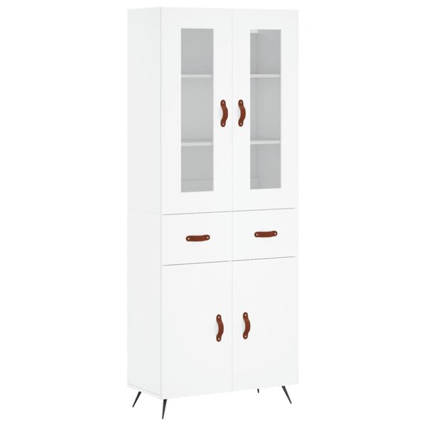 vidaXL Buffet haut Blanc 69 5x34x180 cm Bois d'ingénierie