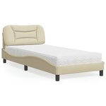 vidaXL Lit avec matelas crème 90x200 cm tissu