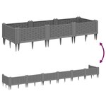 vidaXL Jardinière avec piquets gris clair 125x40x28 5 cm PP