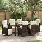 vidaXL Ensemble de salle à manger pour jardin 7 Pièces Marron Poly rotin