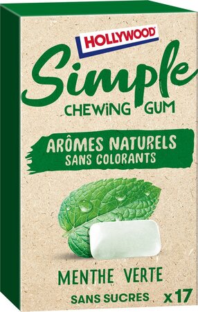 Hollywood Chewing-gum simple menthe verte s/sucres