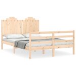 vidaXL Cadre de lit avec tête de lit 140x200 cm bois massif