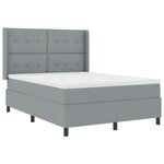 vidaXL Lit à ressorts avec matelas & LED gris clair 140x190 cm en tissu.