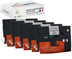5x ONLYU Compatible pour Dymo LetraTag Ruban Papier 91200, 12mm x