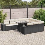 vidaXL Salon de jardin 11 Pièces avec coussins noir résine tressée