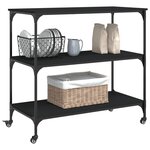 vidaXL Chariot de cuisine noir 102x50x95 cm bois d'ingénierie