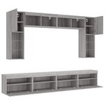 vidaXL Ensemble de meubles TV muraux 8 Pièces et lumières LED sonoma gris