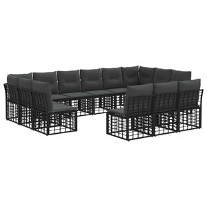 vidaXL Ensemble de canapés d'extérieur Noir et Gris foncé Polyester