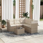 vidaXL Salon de jardin avec coussins 6 Pièces beige résine tressée