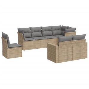 vidaXL Salon de jardin avec coussins 8 Pièces beige résine tressée