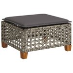 vidaXL Salon de jardin avec coussins 7 Pièces gris résine tressée