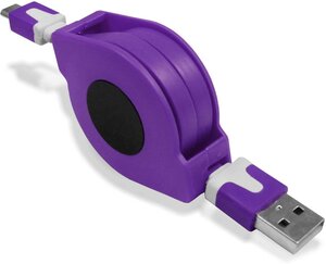 Cable USB - micro USB 1m Retractable (Mauve)