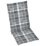 vidaXL Chaise de jardin avec coussins à carreaux gris Bois de teck