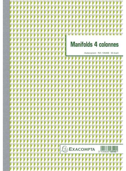 Manifold 4 colonnes 29,7x21cm 50 feuillets dupli autocopiants EXACOMPTA