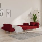 vidaXL Canapé-lit à 2 places avec deux oreillers rouge bordeaux tissu