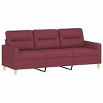 vidaXL Canapé 3 places avec oreillers décoratifs bordeaux 180 cm tissu