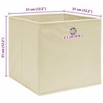 vidaXL Boîtes de rangement 4 Pièces Crème 32x32x32 cm Tissu