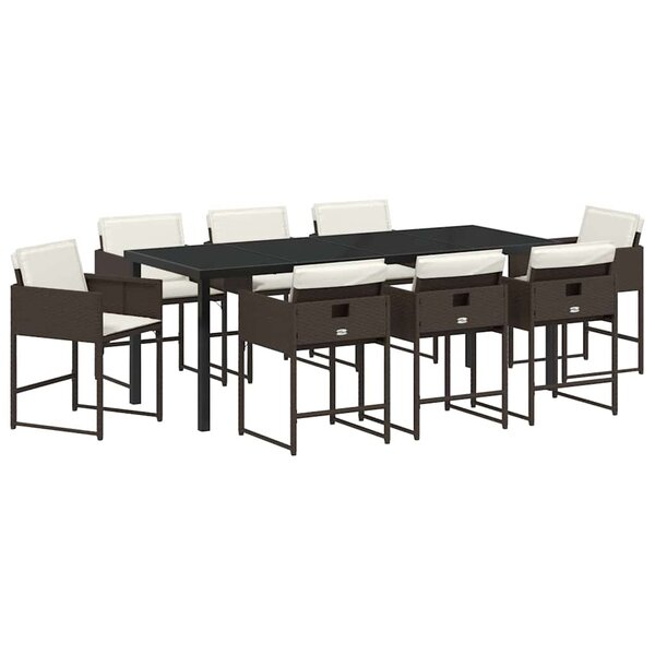 vidaXL Ensemble de salle à manger pour jardin 9 Pièces Marron polyrotin