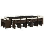 vidaXL Ensemble à manger de jardin avec coussins 15 Pièces marron rotin