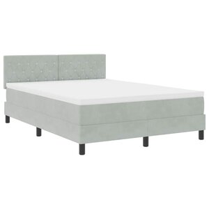 vidaXL Lit à ressort LED avec matelas Gris clair 160 x 200 cm Velours