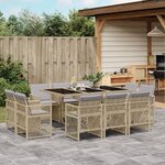 vidaXL Ensemble à manger de jardin et coussins 11 Pièces mélange beige