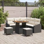 vidaXL Ensemble de canapé de jardin 8 Pièces Noir  Crème 80 x 80 x 71 cm