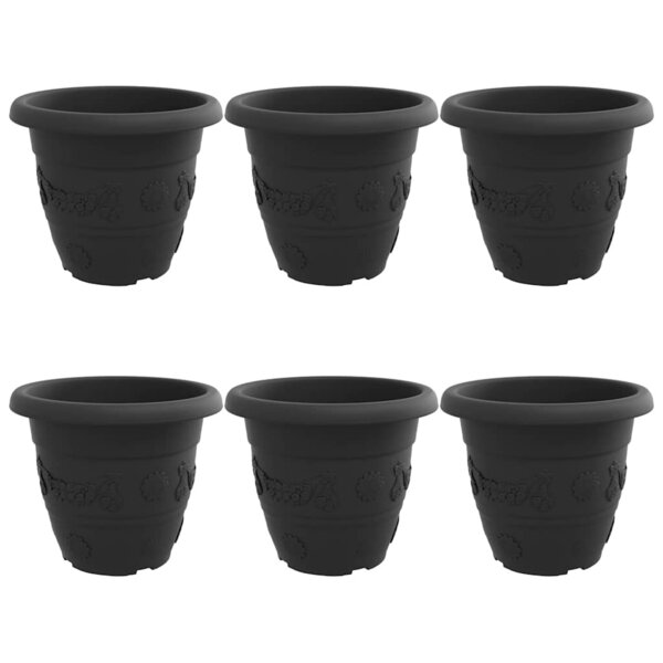 vidaXL Pot à fleurs rond 6 pc Noir Ø 39 x 32 cm Plastique