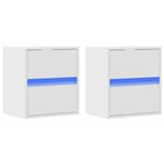 vidaXL Meubles TV muraux avec lumières LED 2 Pièces blanc 41x31x45 cm