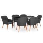 vidaXL Mobilier de salle à manger de jardin avec coussins 7 Pièces Noir