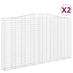 vidaXL Paniers à gabions arqués 2 Pièces 400x30x220/240 cm Fer galvanisé