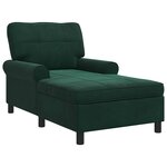 vidaXL Chaise longue avec coussin Vert foncé 91 x 157 x 91 cm Velours