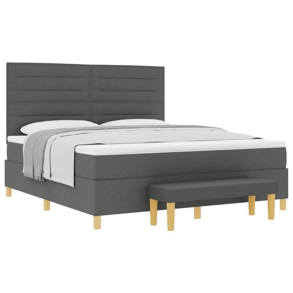 vidaXL Lit à ressorts avec tête de lit Gris foncé 200 x 180 cm tissu
