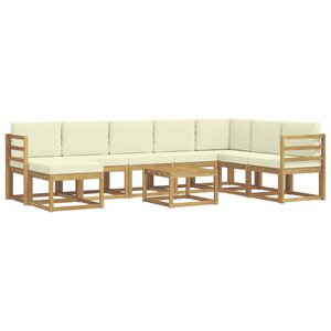 vidaXL Ensemble de canapés d'extérieur 9 Pièces Blanc et crème