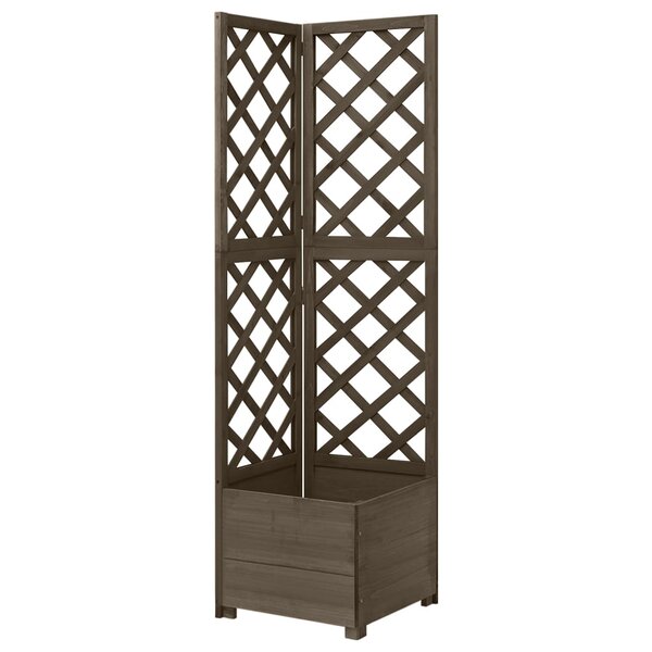 vidaXL Jardinière d'angle en treillis Gris 40x40x150 cm Bois de sapin