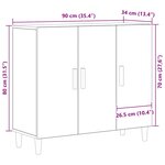 Buffet vidaXL Noir Chêne 90x34x80 cm en Bois d'ingénierie