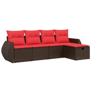 vidaXL Salon de jardin avec coussins 5 Pièces marron résine tressée