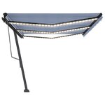 vidaXL Auvent automatique capteur de vent LED 600x350 cm Bleu et blanc