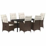 vidaXL Ensemble de salle à manger pour jardin 7 Pièces Marron Poly rotin