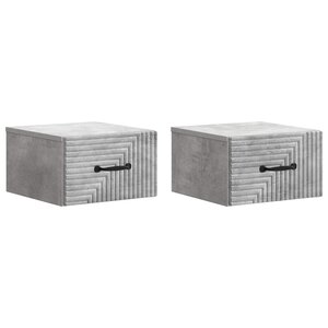 vidaXL Cabinet de chevet mural 2 Pièces Gris béton 34 5 x 33 x 20 cm