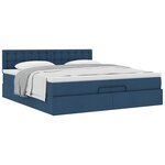 VidaXL Cadre de lit ottoman avec matelas bleu 200x200 cm tissu