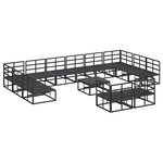 vidaXL Ensemble de canapé de jardin avec coussin 13 Pièces Noir Aluminium