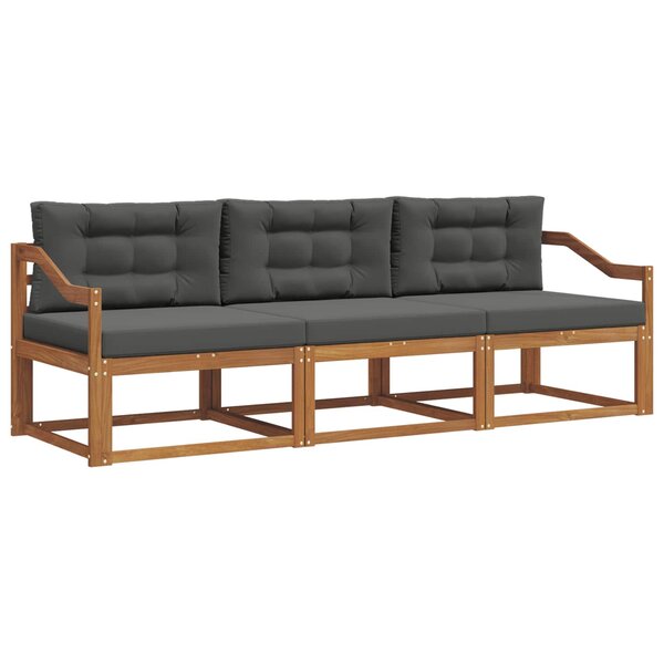 vidaXL Ensemble de canapés d'extérieur 3 pc Naturel et Anthracite