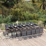 vidaXL Ensemble à dîner de jardin coussins 21 Pièces Gris Résine tressée