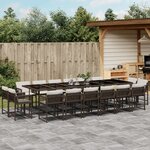 vidaXL Ensemble à manger de jardin et coussins 17 Pièces marron rotin