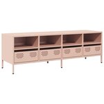 vidaXL Meuble TV rose 135x39x43 5 cm acier laminé à froid