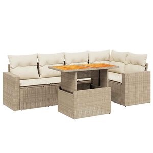 vidaXL Salon de jardin avec coussins 6 Pièces beige résine tressée