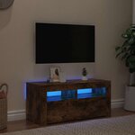 vidaXL Meuble TV avec lumières LED Chêne fumé 90x35x40 cm